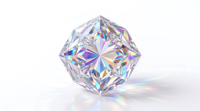 Close up of a brilliant cut marquise diamond with vibrant spectral reflections