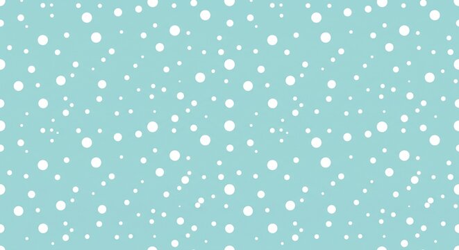 Light blue seamless pattern with white falling snowflakes and dots, snowflake
