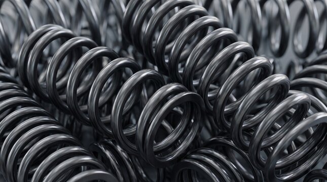 Tangled Steel Coil Springs Close Up for Industrial Mechanical Engineering Background