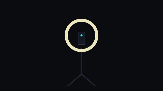 Minimalist ring light and smartphone setup for creation and influencer marketing animation 4k social media