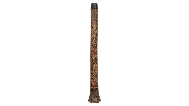 Traditional Australian Aboriginal Didgeridoo Wooden Instrument Isolated on White
