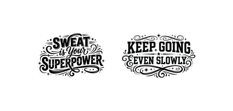 Inspirational motivational quotes for fitness and gym with elegant typography and design
