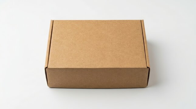 Closed cardboard box on a white background.