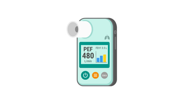 Digital Spirometer Isolated on Transparent Background - Lung Function Test Device