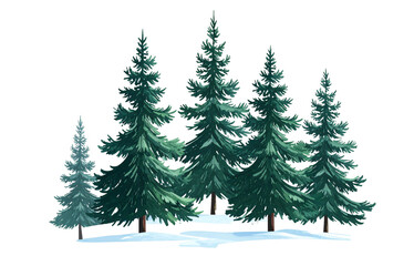 Fototapeta premium Majestic lush pine tree with vibrant green needles, natural branching, clean botanical style, isolated on transparent, PNG.