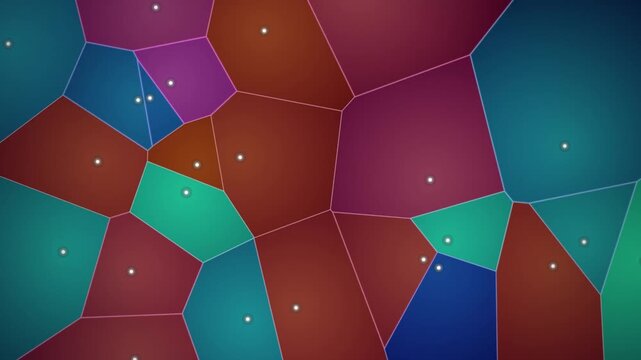 Voronoi pattern with shifting colorful cellular structure diagram
