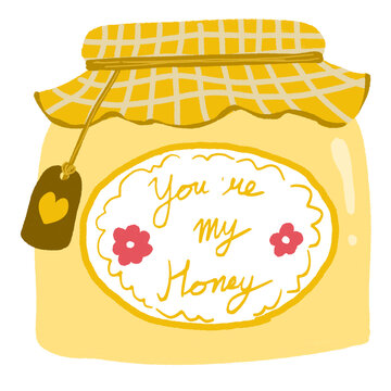 Illustration of honey in jar sweet card 