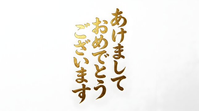 Elegant gold japanese calligraphy akemashite omedetou