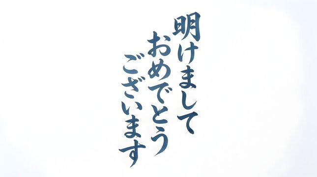 Dark blue japanese calligraphy akemashite omedetou