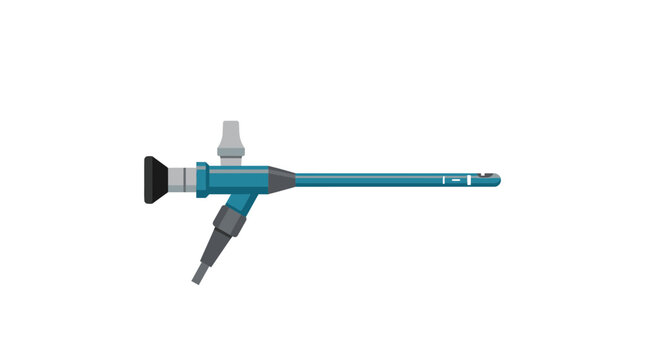 Medical Endoscope Instrument Isolated on Transparent Background