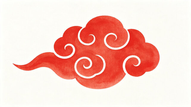 Watercolor-style red cloud with white swirl patterns on a white background, reminiscent of the Akatsuki symbol from the Naruto series.
