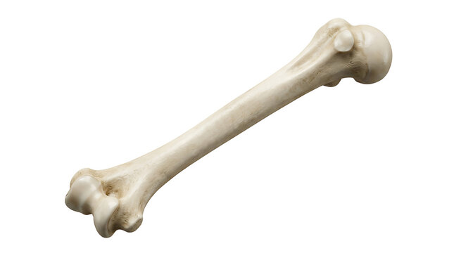 Single Human Femur Bone Isolated on a Plain White Background for Medical Education