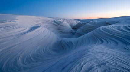 Fototapeta premium Abstract White Dunes: Wind-Sculpted Patterns at Twilight