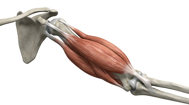 Anatomical View of Human Biceps Brachii Muscle Anatomy Isolated on White Background