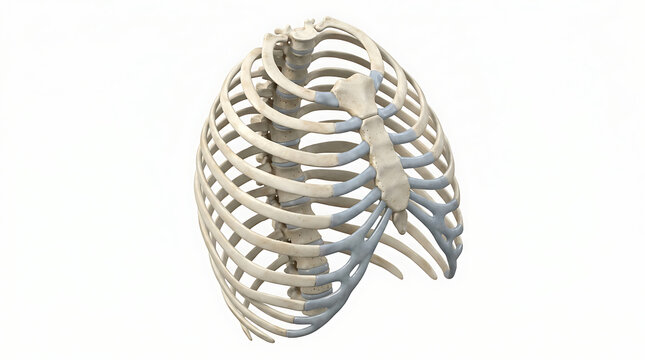 Human Thoracic Rib Cage Anatomical Structure 3D Model Isolated on White Background
