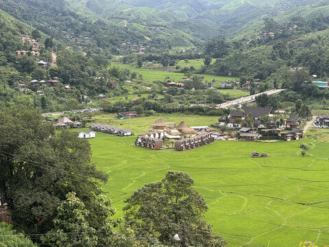 Resort , Village , Ricefield , Mountain , Rainy  , Holiday Destination , Sapan, Nan ,Thailand  ,Morning time