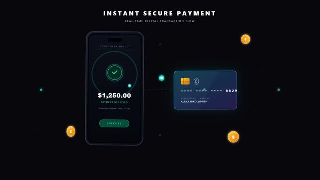 Digital banking app interface showcasing secure online payment and mobile transaction process