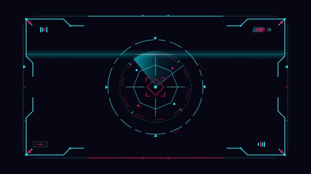 Futuristic HUD user interface screen vector design with scanner radar and technological elements