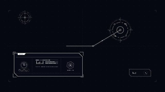 Futuristic HUD user interface elements, sci-fi military target tracking display and digital dashboard