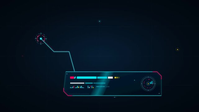 Sci-Fi HUD futuristic user interface element with data analysis graphs and digital target pointer
