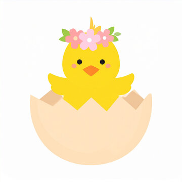 a cartoon chick that has just hatched out of an egg