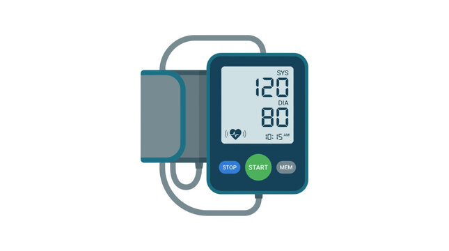 Isolated Digital Blood Pressure Monitor Cuff on Transparent Background