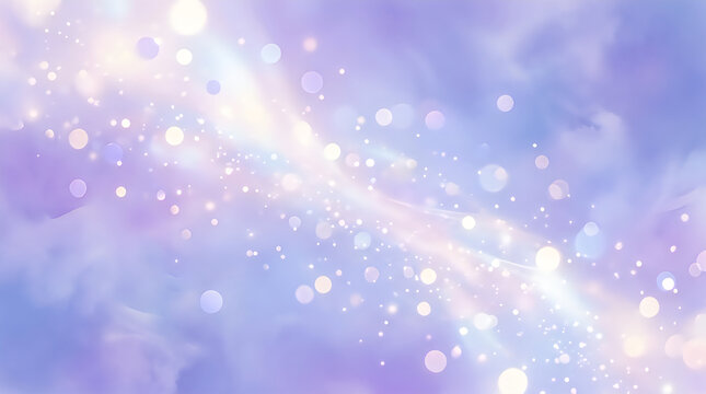 Abstract background featuring soft purple and blue colors with a glowing stream of sparkling light particles creating a magical and dreamy ethereal atmosphere