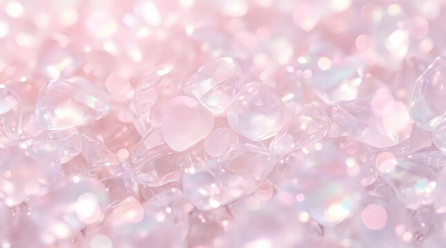Abstract background featuring soft pink and white glowing bokeh lights creating a dreamy ethereal atmosphere perfect for romantic celebrations or elegant festive holiday designs