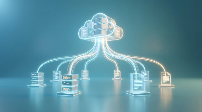 Digital cloud computing network connecting multiple server data storage units