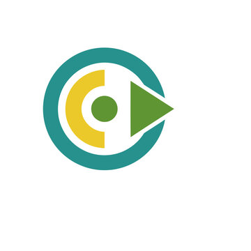 Abstract geometric logo with play button