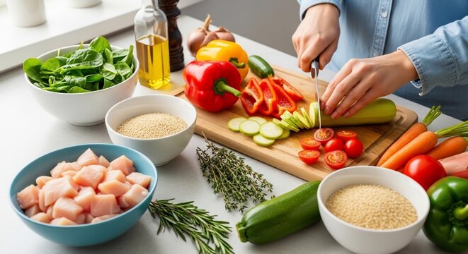 Preparing vegetables ingredients kitchen