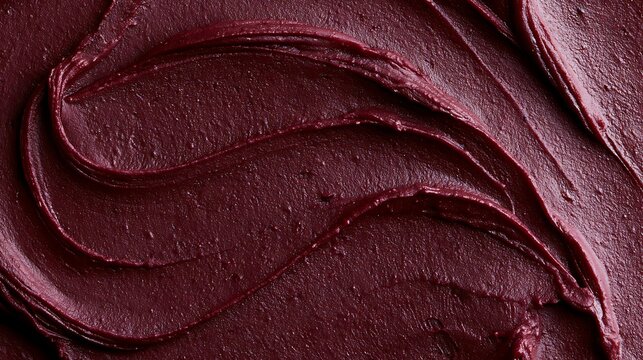Close up of a smooth dark purple berry puree or cream texture