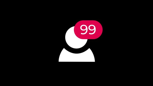 Social Media New Follower Notification Icon Animation.