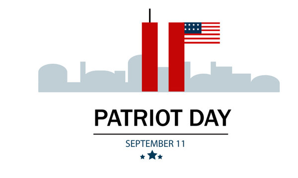 Patriot day memorial illustration with twin towers and american flag memorial september american