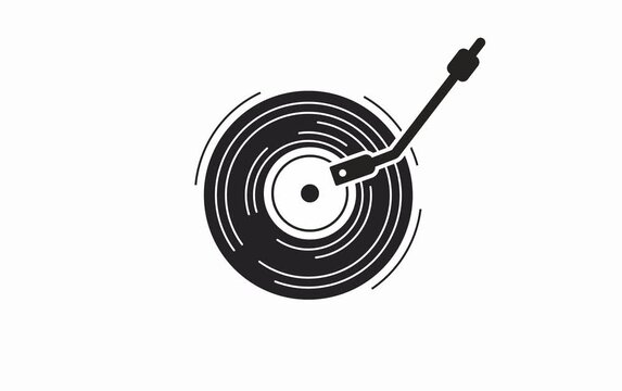 Animated Vinyl Record Player Icon. Turntable Music Symbol. Simple Motion Graphic for DJ, Audio, Music, Retro Entertainment and Sound Technology