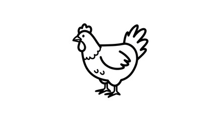 Fototapeta premium Black and white chicken illustration.