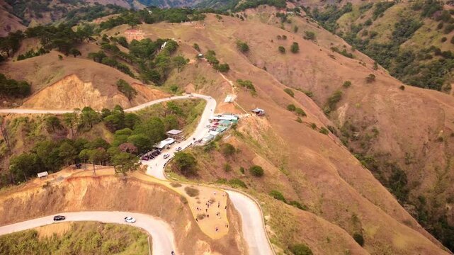 Aerial Drone View of Mountain Road Construction Area