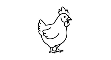 Fototapeta premium Simple black and white chicken drawing.