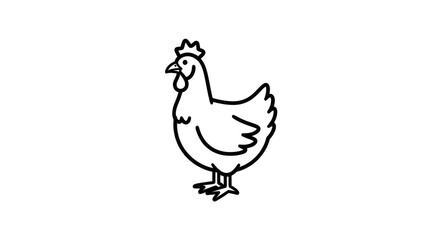 Fototapeta premium Simple Black and White Chicken Illustration.