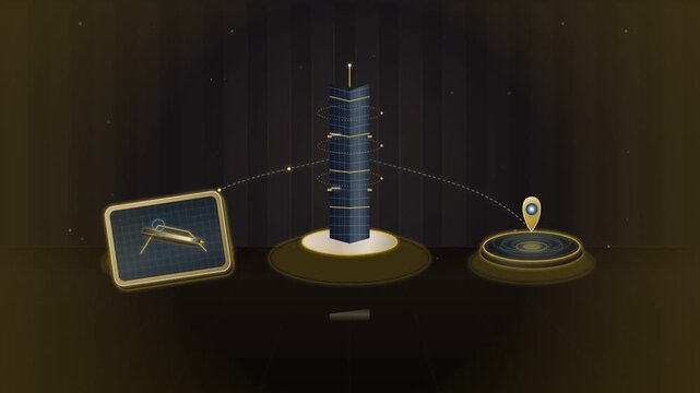 Futuristic Smart Building Data Connection Animation