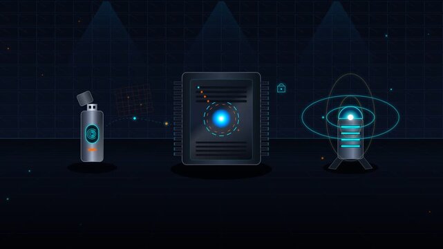 Futuristic Cybersecurity and Data Transfer Animation