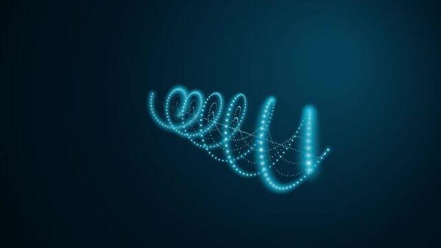 Glowing blue digital particle spiral animation footage movement clip