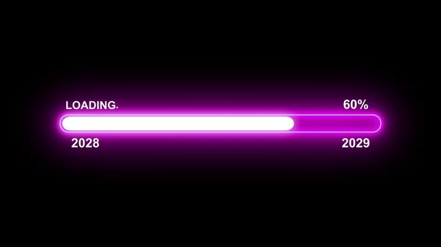 2029 Loading bar animation. Year changing concept. Loading bar from 2028 to 2029 new year transfer. Coming soon 2029 new year motion graphics