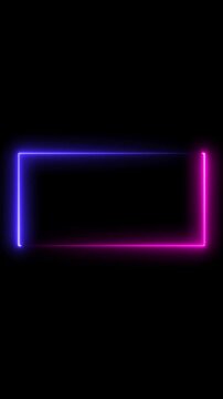 Animation of glowing neon rectangles abstract background. abstract glowing neon rectangle border frame. Square rectangle picture frame 4k motion video animated.