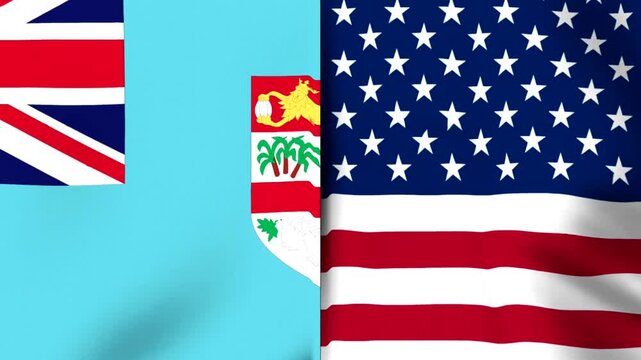 National flags of fiji and the united states of america side by side representing international diplomacy and partnership