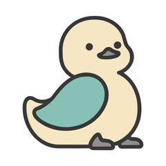 Cute cartoon duckling isolated on transparent background