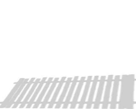 Shadow of a wooden picket fence cast on a white surface isolated on transparent background