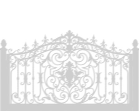 Ornate wrought iron gate with decorative scrollwork and floral elements isolated on transparent background