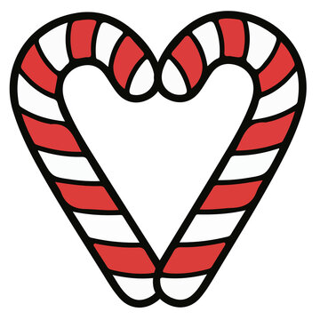 heart shaped candy cane, Heart Shaped Christmas Candy Canes Vector Illustration PNG Isolated Transparent Background