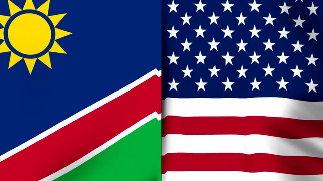 National flags of namibia and the united states hanging side by side